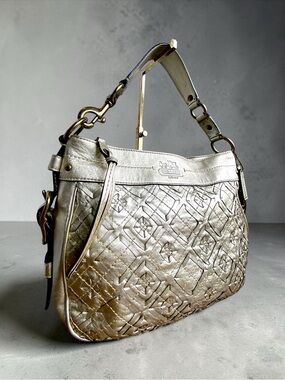 Coach Gold Woven Zoe Buckle Shoulder Bag